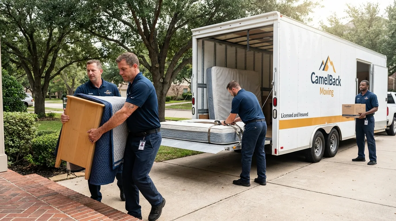 Crew loading residential truck for cross-state move from Huron, OH