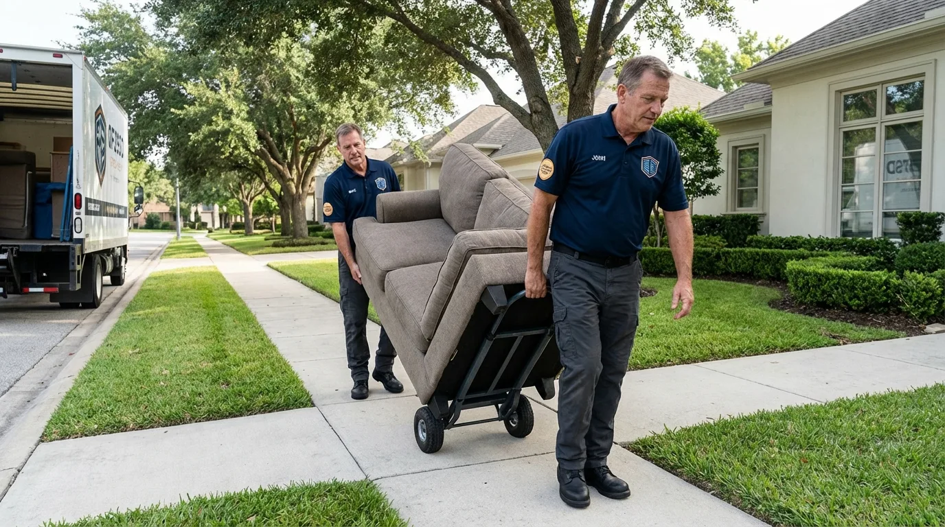 Local residential moving crew loading furniture in Huron, OH