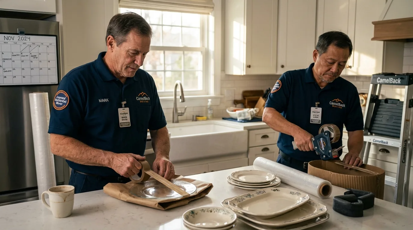 Professional crew packing kitchen dishware in Huron, OH